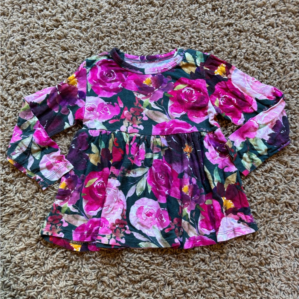 Posh Peanut Pink and Purple Floral Long Sleeve Top